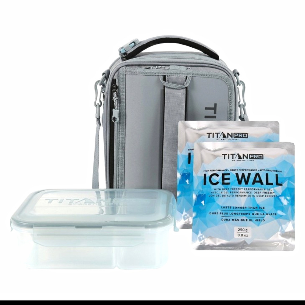 Titan Pro by Arctic Zone Gray Expandable Insulated Lunch Bag w/ Bento & Ice